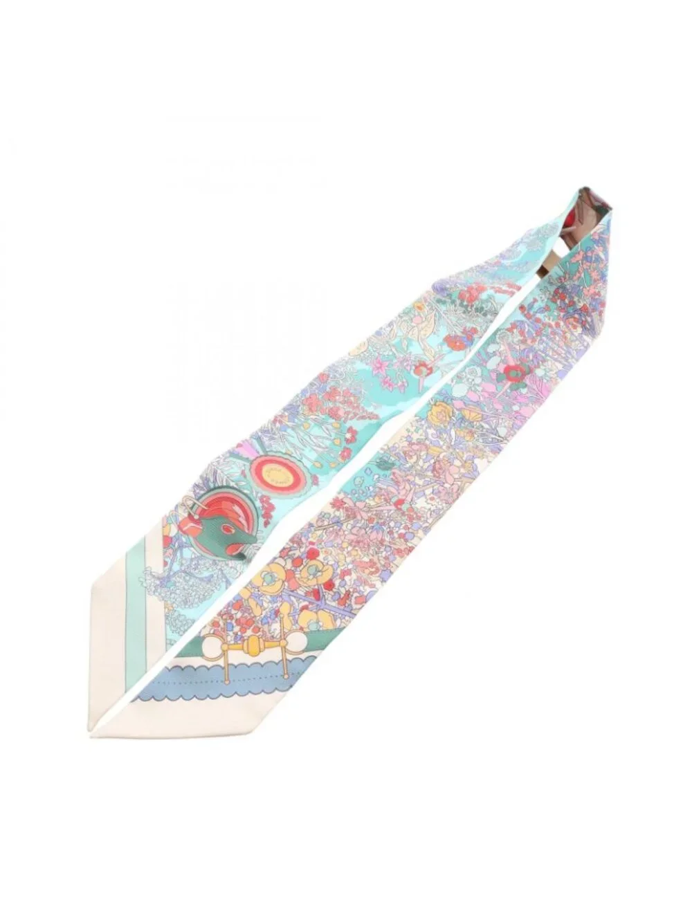Hermes Scarf Twilly Pony Pit Stop Ribbon Silk